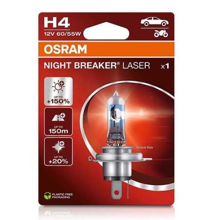 H4 1 NIGHT B LASER 55/60W12V REF ANTIGUA: OS64193NL-01B