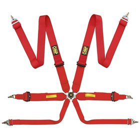 ARNES OMP 6 PUNTOS TECNICA 3" FIA 8853-2016 PULL UP ROJO
