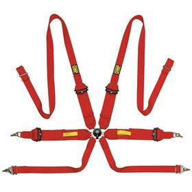 ARNES OMP 6 PUNTOS TECNICA 3"+2" FIA 8853-2016 - PULL UP ROJO