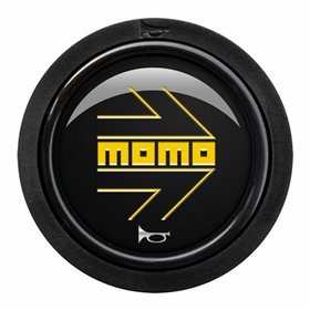 PULSADOR MOMO ARROW LOGO POLISH NEGRO-YEL.2C R