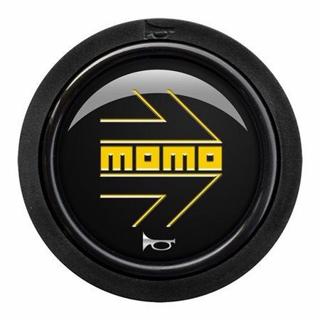 PULSADOR MOMO ARROW LOGO POLISH NEGRO-YEL.2C R
