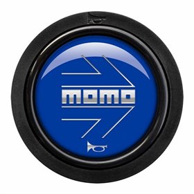 PULSADOR MOMO ARROW LOGO.POLISH AZUL.-CHR.2C F (DESCATALOGADO)