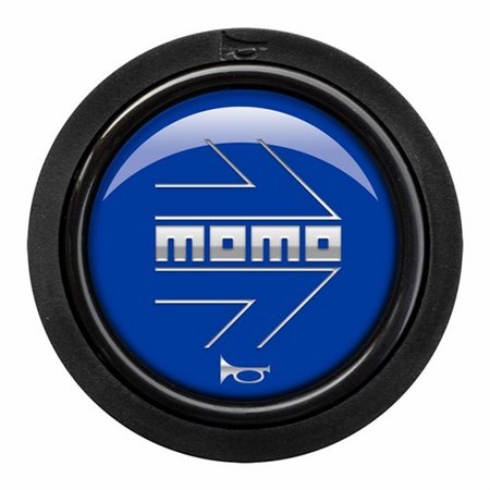 PULSADOR MOMO ARROW LOGO.POLISH AZUL.-CHR.2C F (DESCATALOGADO)