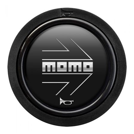 PACK 10 PULSADOR MOMO ARROW LOGO BRILLANTE NEGRO CROMADO 2C R