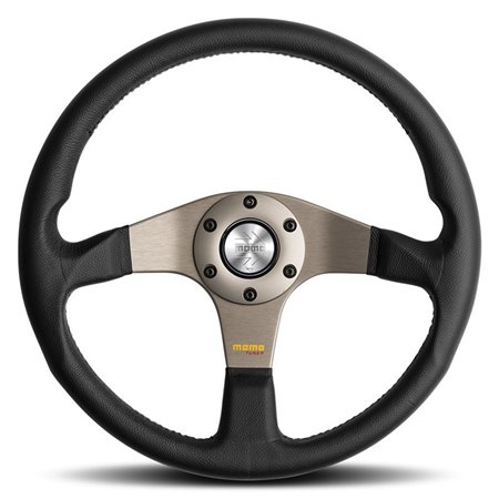 VOLANTE MOMO TUNER PLATA 320MM PIEL NEGRA