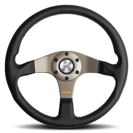VOLANTE MOMO TUNER PLATA 320MM PIEL NEGRA