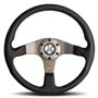 VOLANTE MOMO TUNER PLATA 320MM PIEL NEGRA