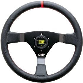VOLANTE OMP WRC PIEL 350MM NEGRO - DETALLE ROJO