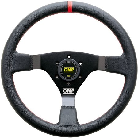 VOLANTE OMP WRC PIEL 350MM NEGRO - DETALLE ROJO