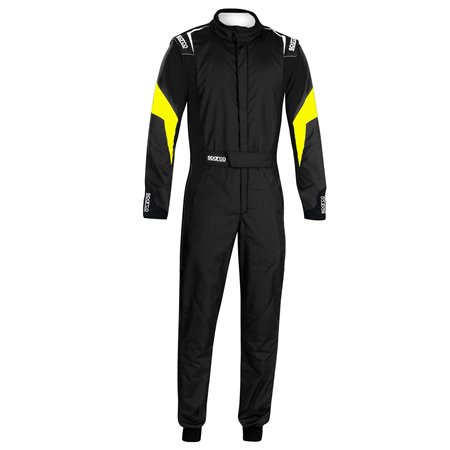 TRAJE DE CARRERAS TECNICA HYBRID FIA 8856-2018 NEGRO / AMARILLO FLUO TALLA 56