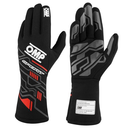GUANTES OMP SPORT FIA 8856-2018 NEGRO/ROJO TALLA XL