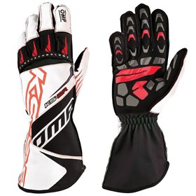 GUANTES OMP KART KS-2R BLANCO/NEGRO/ROJO TALLA M