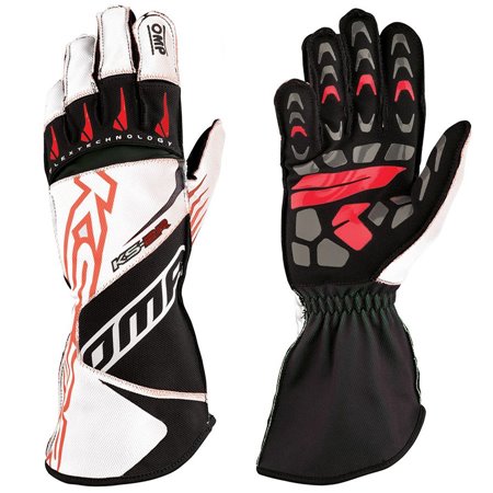 GUANTES OMP KART KS-2R BLANCO/NEGRO/ROJO TALLA M