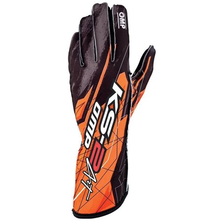 GUANTES OMP KART KS-2 ART NEGRO / NARANJA FLUO TALLA L