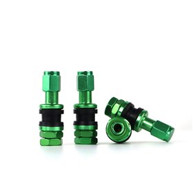 OMP SPEED JUEGO DE 4 VALVULAS DE ALUMINIO PARA LLANTAS, COLOR VERDE, VALVULAS PARA NEUMATICOS