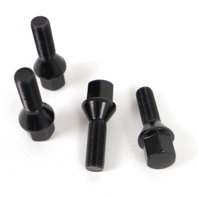 OMP SPEED JUEGO DE 4 TORNILLOS M12X1.5 CONICO LARGO 28MM LLAVE 17 COLOR NEGRO DIN 10.9