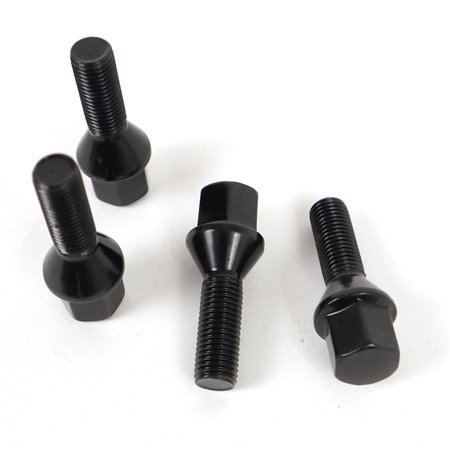 OMP SPEED JUEGO DE 4 TORNILLOS M12X1.5 CONICO LARGO 28MM LLAVE 17 COLOR NEGRO DIN 10.9