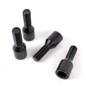 OMP SPEED JUEGO DE 4 TORNILLOS ALLEN M12X1.5 CONICO LARGO 26MM LLAVE 17/19 COLOR NEGRO DIN 10.9