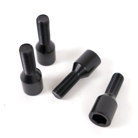 OMP SPEED JUEGO DE 4 TORNILLOS ALLEN M12X1.5 CONICO LARGO 26MM LLAVE 17/19 COLOR NEGRO DIN 10.9