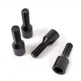 OMP SPEED JUEGO DE 4 TORNILLOS ALLEN M12X1.25 CONICO LARGO 26MM LLAVE 17/19 COLOR NEGRO DIN 10.9