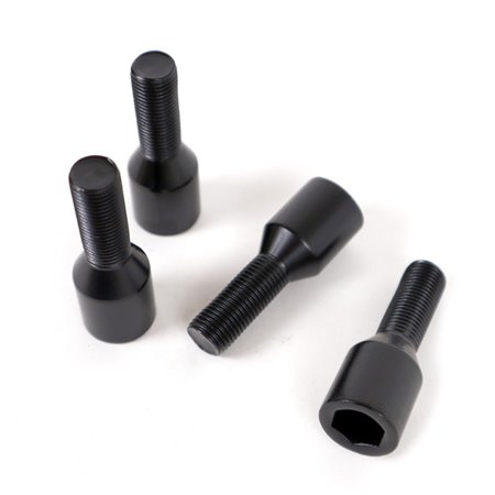 OMP SPEED JUEGO DE 4 TORNILLOS ALLEN M12X1.25 CONICO LARGO 26MM LLAVE 17/19 COLOR NEGRO DIN 10.9