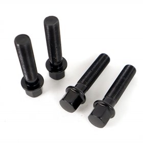 OMP SPEED JUEGO DE 4 TORNILLOS M12X1.25 PLANO LARGO 40MM LLAVE 19 COLOR NEGRO DIN 10.9