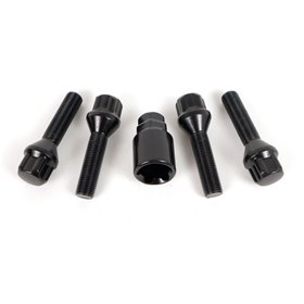 OMP SPEED JUEGO DE 4 TORNILLOS ANTIRROBO LLANTAS M12X1.25 CONICO LARGO 40/65MM LLAVE 17/19 COLOR NEGRO DIN 10.9