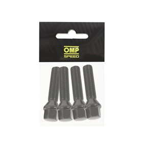 OMP SPEED JUEGO DE 4 TORNILLOS M14X1.25 CONICO LARGO 48MM LLAVE 17 COLOR NEGRO DIN 10.9