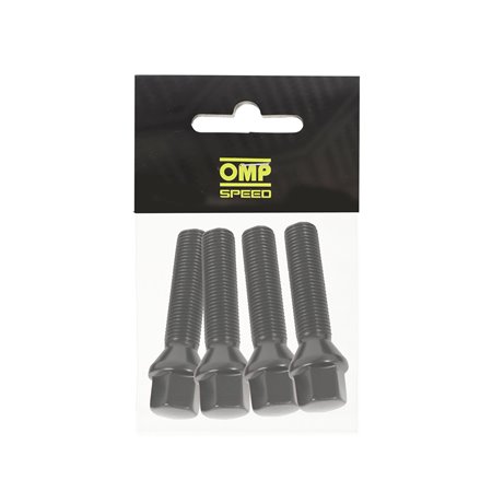 OMP SPEED JUEGO DE 4 TORNILLOS M14X1.25 CONICO LARGO 48MM LLAVE 17 COLOR NEGRO DIN 10.9