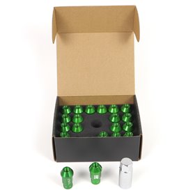 OMP SPEED JUEGO DE 20 TUERCAS DE ALUMINIO M12X1.25 LLAVE DE 19 LARGO 40MM COLOR VERDE DE ALUMINIO 7075