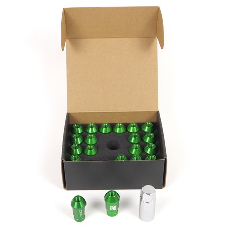 OMP SPEED JUEGO DE 20 TUERCAS DE ALUMINIO M12X1.25 LLAVE DE 19 LARGO 40MM COLOR VERDE DE ALUMINIO 7075