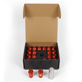 OMP SPEED JUEGO DE 20 TUERCAS DE ALUMINIO M12X1.25 LLAVE DE 19 LARGO 40MM COLOR NARANJA DE ALUMINIO 7075