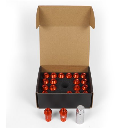OMP SPEED JUEGO DE 20 TUERCAS DE ALUMINIO M12X1.25 LLAVE DE 19 LARGO 40MM COLOR NARANJA DE ALUMINIO 7075