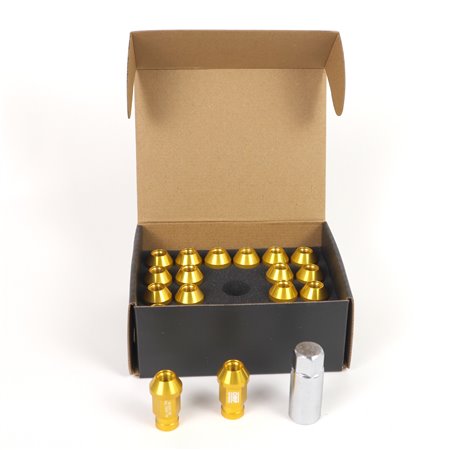 OMP SPEED JUEGO DE 20 TUERCAS DE ALUMINIO M14X1.5 LLAVE DE 19 LARGO 40MM COLOR AMARILLO DE ALUMINIO 7075