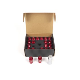 OMP SPEED JUEGO DE 20 TUERCAS DE ALUMINIO M14X1.25 LLAVE DE 19 LARGO 40MM COLOR ROJO DE ALUMINIO 7075