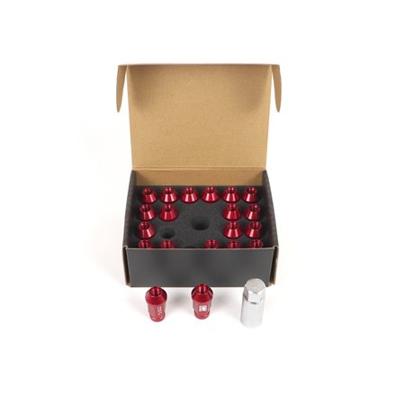 OMP SPEED JUEGO DE 20 TUERCAS DE ALUMINIO M14X1.25 LLAVE DE 19 LARGO 40MM COLOR ROJO DE ALUMINIO 7075