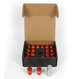 OMP SPEED JUEGO DE 20 TUERCAS DE ALUMINIO M14X1.25 LLAVE DE 19 LARGO 40MM COLOR NARANJA DE ALUMINIO 7075