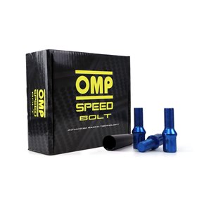 OMP SPEED JUEGO DE 20 TORNILLOS ACERO DE COLORES M14X1.25 LLAVE DE 17/19 LARGO 27MM COLOR AZUL Y MATERIAL DIN 10.9