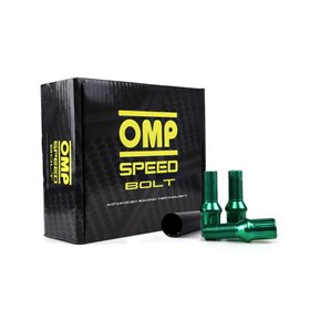 OMP SPEED JUEGO DE 20 TORNILLOS ACERO DE COLORES M14X1.25 LLAVE DE 17/19 LARGO 27MM COLOR VERDE Y MATERIAL DIN 10.9