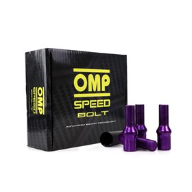 OMP SPEED JUEGO DE 20 TORNILLOS ACERO DE COLORES M14X1.5 LLAVE DE 17/19 LARGO 27MM COLOR MORADO Y MATERIAL DIN 10.9