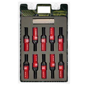 OMP SPEED JUEGO DE 20 TORNILLOS CON PROTECTOR DE ALUMINIO DE COLORES M12X1.25 LLAVE DE 17-19 LARGO 28MM CON PROTECTOR ROJO