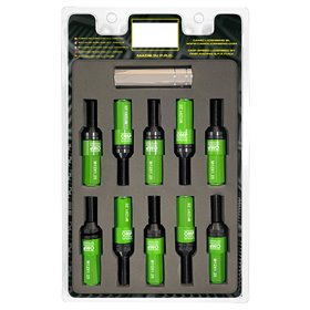 OMP SPEED JUEGO DE 20 TORNILLOS CON PROTECTOR DE ALUMINIO DE COLORES M12X1.25 LLAVE DE 17-19 LARGO 28MM CON PROTECTOR VERDE