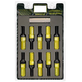 OMP SPEED JUEGO DE 20 TORNILLOS CON PROTECTOR DE ALUMINIO DE COLORES M12X1.25 LLAVE DE 17-19 LARGO 28MM CON PROTECTOR AMARILLO