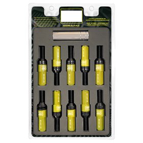 OMP SPEED JUEGO DE 20 TORNILLOS CON PROTECTOR DE ALUMINIO DE COLORES M14X1.25 LLAVE DE 17-19 LARGO 28MM CON PROTECTOR AMARILLO