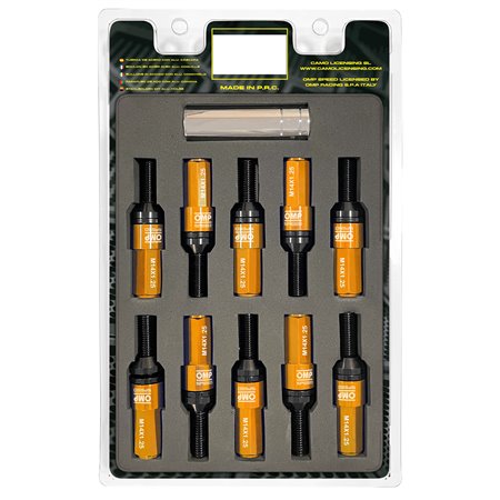 OMP SPEED JUEGO DE 20 TORNILLOS CON PROTECTOR DE ALUMINIO DE COLORES M14X1.25 LLAVE DE 17-19 LARGO 28MM CON PROTECTOR NARANJA