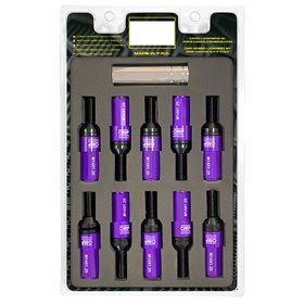 OMP SPEED JUEGO DE 20 TORNILLOS CON PROTECTOR DE ALUMINIO DE COLORES M14X1.25 LLAVE DE 17-19 LARGO 28MM CON PROTECTOR MORADO