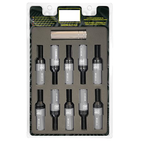 OMP SPEED JUEGO DE 20 TORNILLOS CON PROTECTOR DE ALUMINIO DE COLORES M12X1.5 LLAVE DE 17-19 LARGO 28MM CON PROTECTOR GRIS