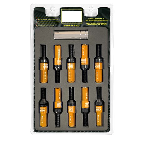 OMP SPEED JUEGO DE 20 TORNILLOS CON PROTECTOR DE ALUMINIO DE COLORES M12X1.5 LLAVE DE 17-19 LARGO 28MM CON PROTECTOR NARANJA