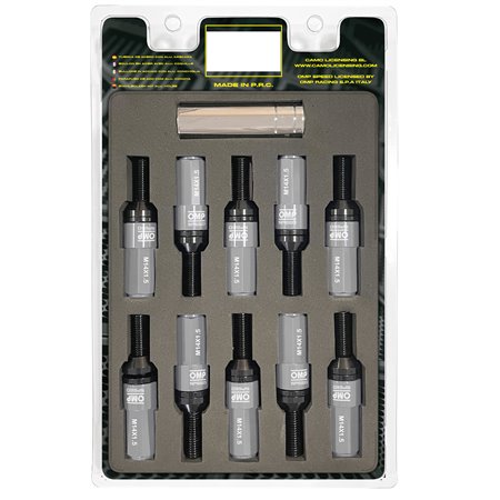 OMP SPEED JUEGO DE 20 TORNILLOS CON PROTECTOR DE ALUMINIO DE COLORES M14X1.5 LLAVE DE 17-19 LARGO 28MM CON PROTECTOR GRIS