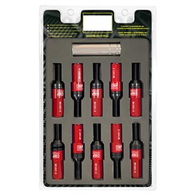 OMP SPEED JUEGO DE 20 TORNILLOS CON PROTECTOR DE ALUMINIO DE COLORES M14X1.5 LLAVE DE 17-19 LARGO 28MM CON PROTECTOR ROJO